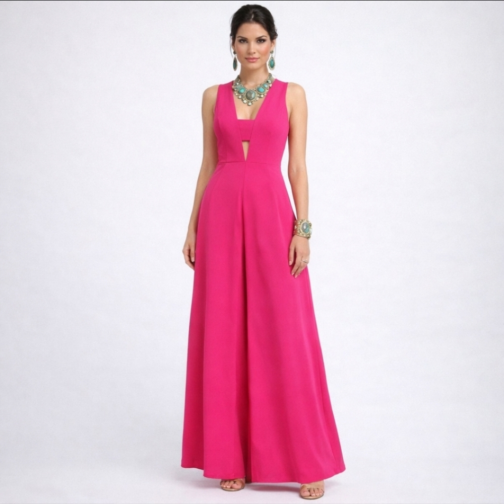 Jill Stuart Vibrant Hot Pink Sleeveless Cut Out Maxi Dress Sz 0